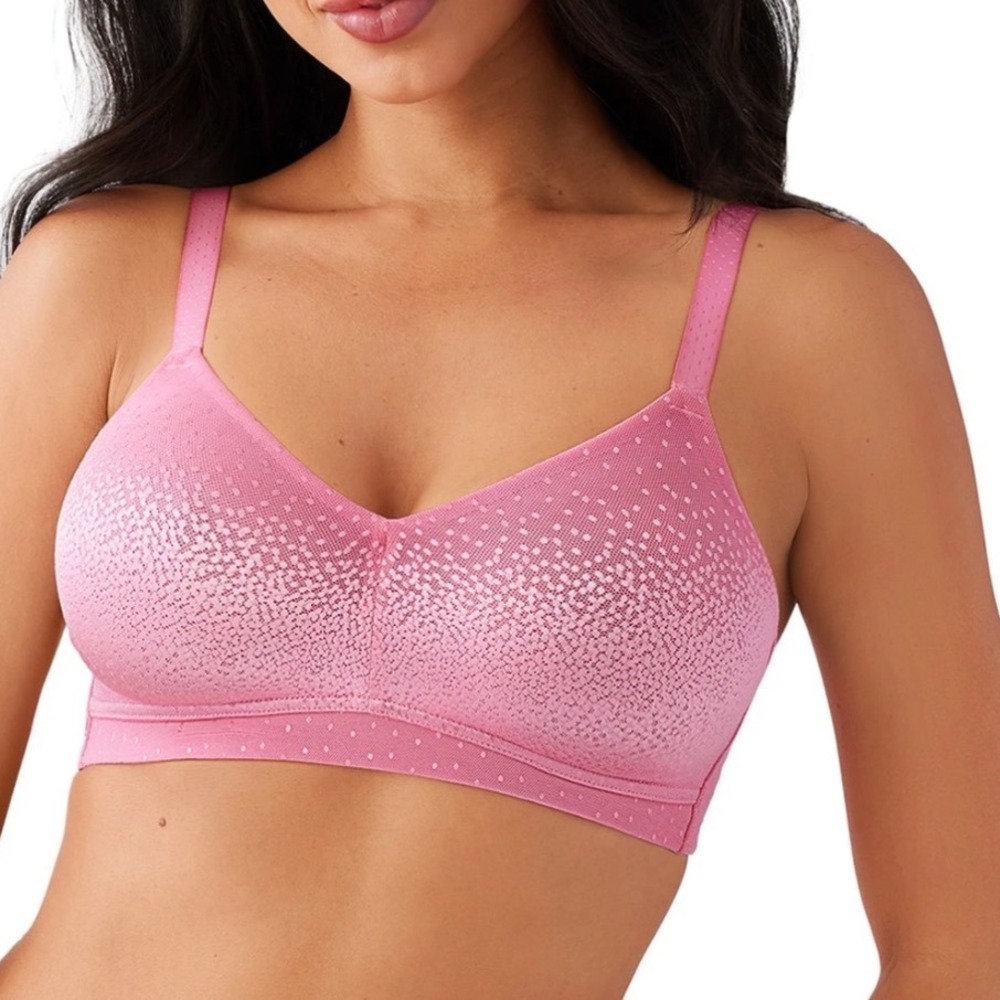 Wacoal B-Smooth Wire Free Bralette Pink Jacquard Dot Bra 852303 US 36D